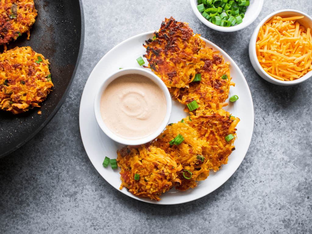 Image for CHEESY SWEET POTATO FRITTERS WITH CHINESE SAUSAGE