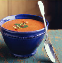 Image for Roasted Red Pepper Soup with Spinach Pure’e