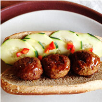 Image for Teriyaki Meatball Grinder with Raw Pickles