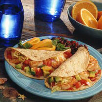 Image for Garlic Shrimp Tacos with Orange-Cilantro Salsa and Black Bean Salad