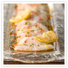 Image for Hamachi Carpaccio with Piquillo Peppers and Grilled Lemon