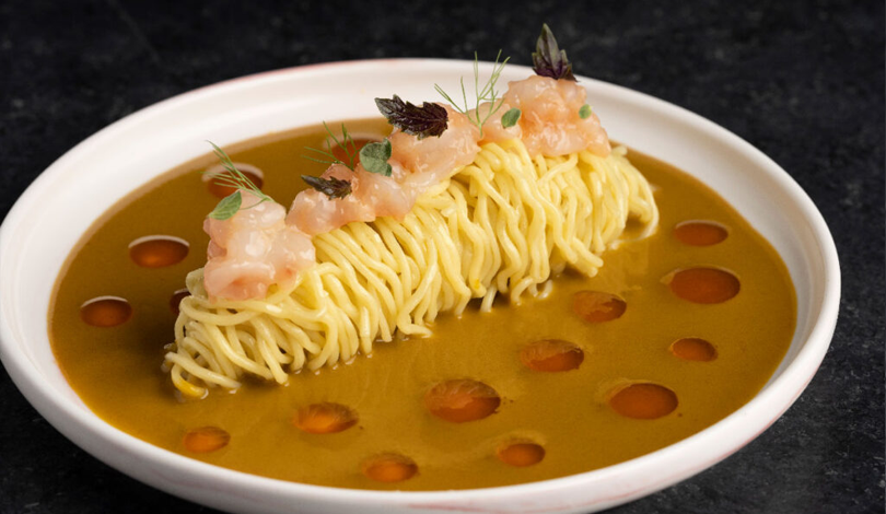 Ramen and Spot Prawn Crudo