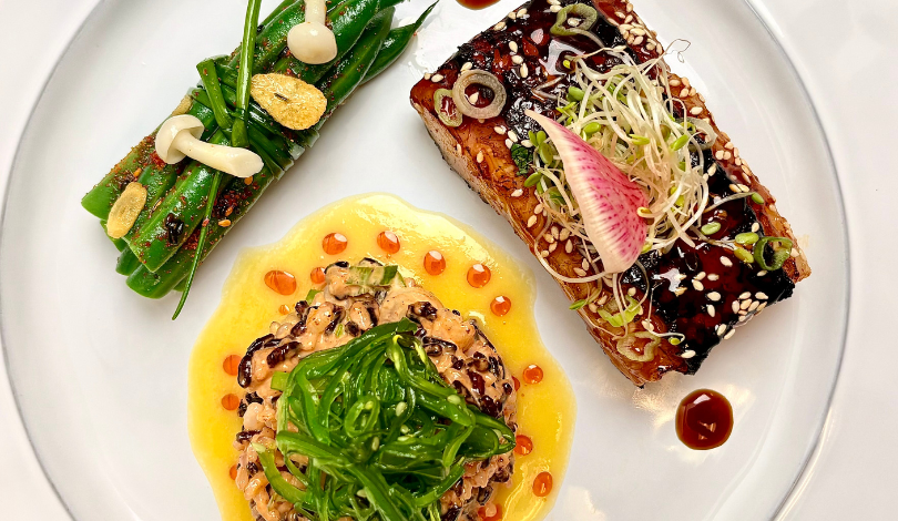 Image for Miso Soy Chilean Seabass with Ponzu Glaze and Cold Mango Coconut Dashi