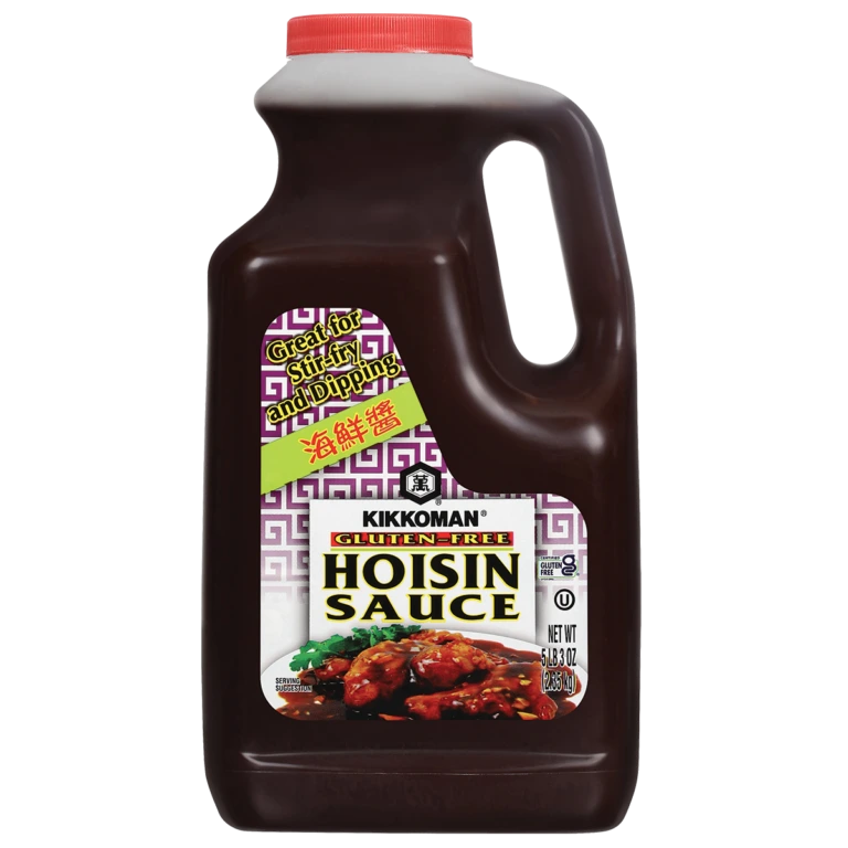 A large plastic jug of Kikkoman Gluten-Free Hoisin Sauce.