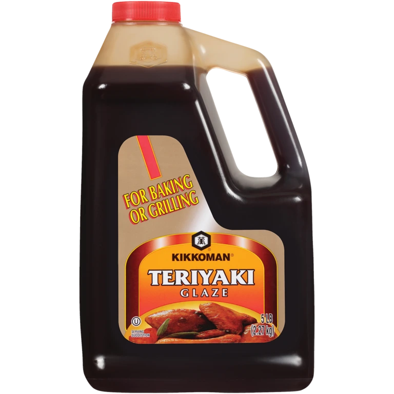 A five-pound plastic jug of Kikkoman Teriyaki Glaze.