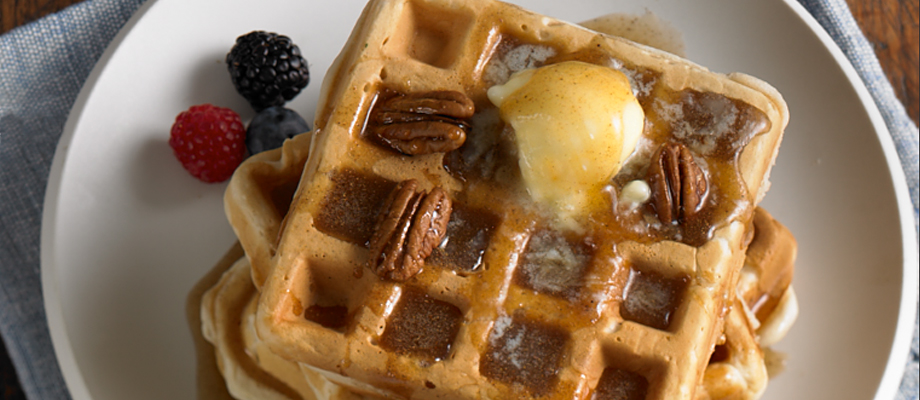Image for Pecan Waffles with Five Spice Honey Syrup