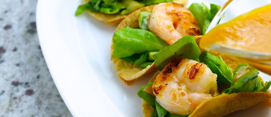 Image for Mini Tacos with Soy and Ginger Dressed Grilled Shrimp