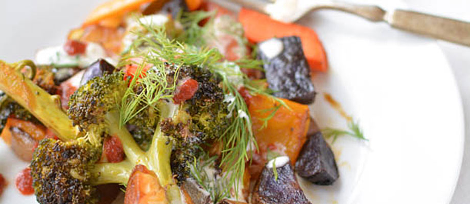 Image for Spicy Roasted Vegetables with Creamy Dill Dressing