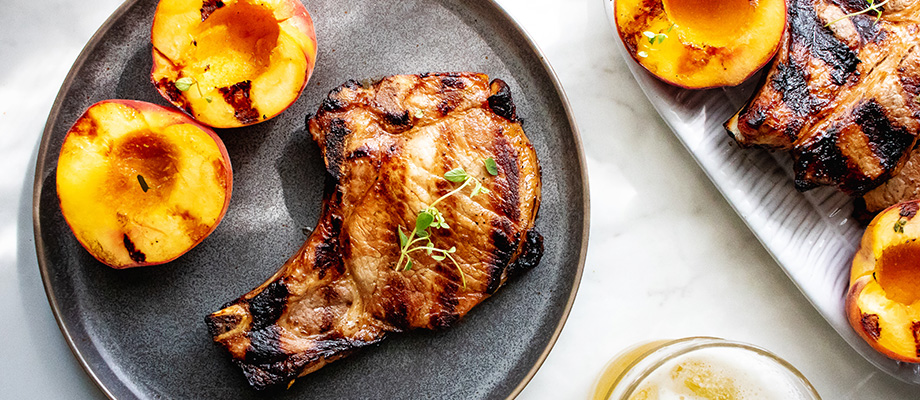 Image for Honey Thyme Grilled Pork and Peaches