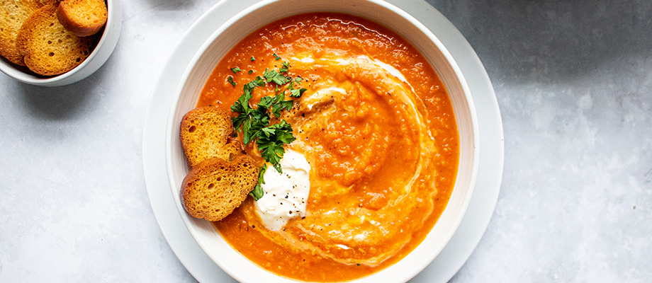 Image for Creamy Roasted Sweet Potato and Red Pepper Soup