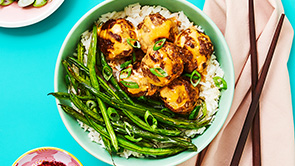 Image for Firecracker Meatballs with Roasted Green Beans & Sesame Rice
