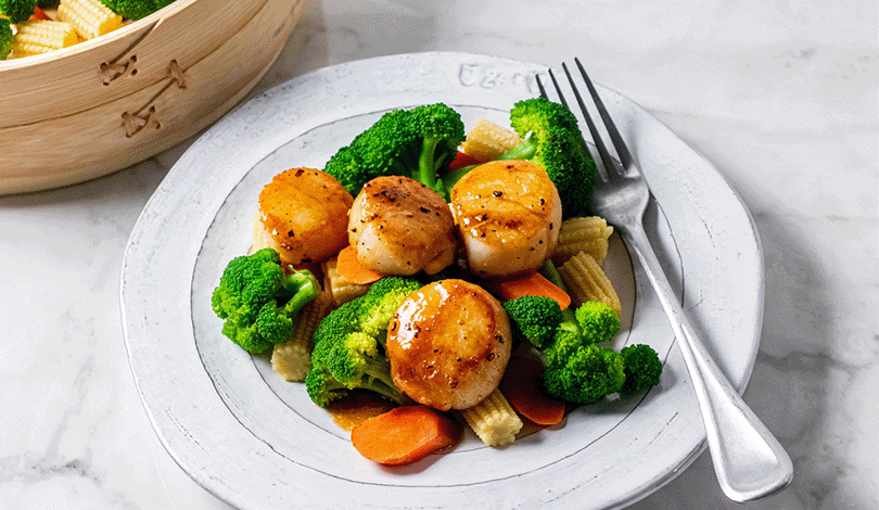Image for Teriyaki Butter Scallops with Steamed Vegetables