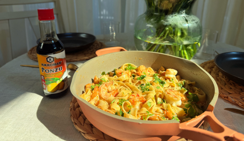 Creamy Lemon Ponzu Pasta with Shrimp​