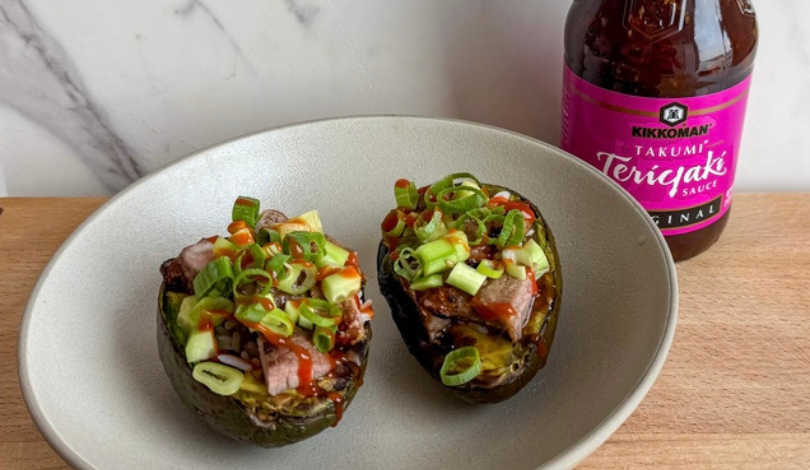 Image for Grilled Avocado Stuffed with Rice and Grilled Steak Teriyaki