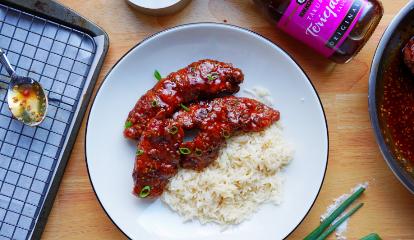 Image for Teriyaki-Glazed Crispy Chicken Strips with Rice