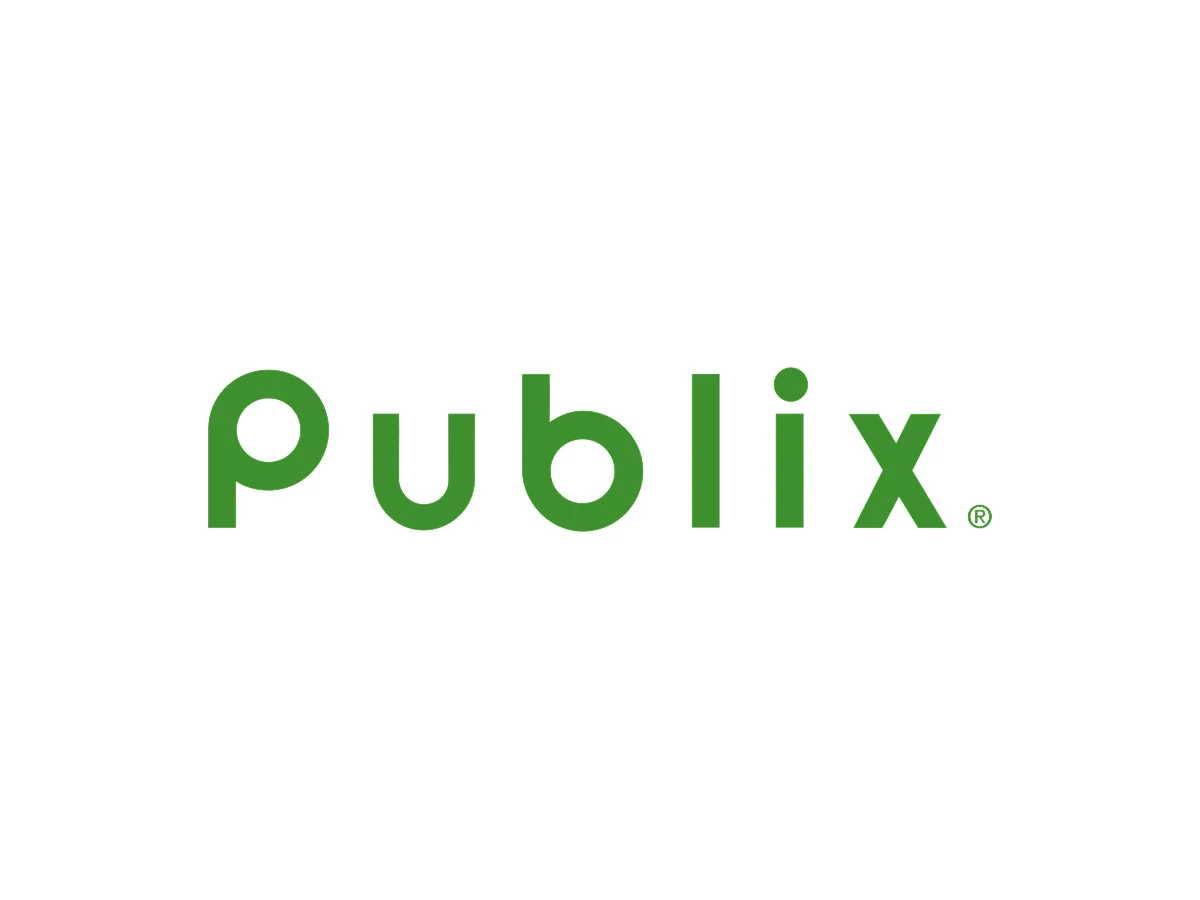 The Publix logo features the word "Publix" in a rounded green font on a white background.